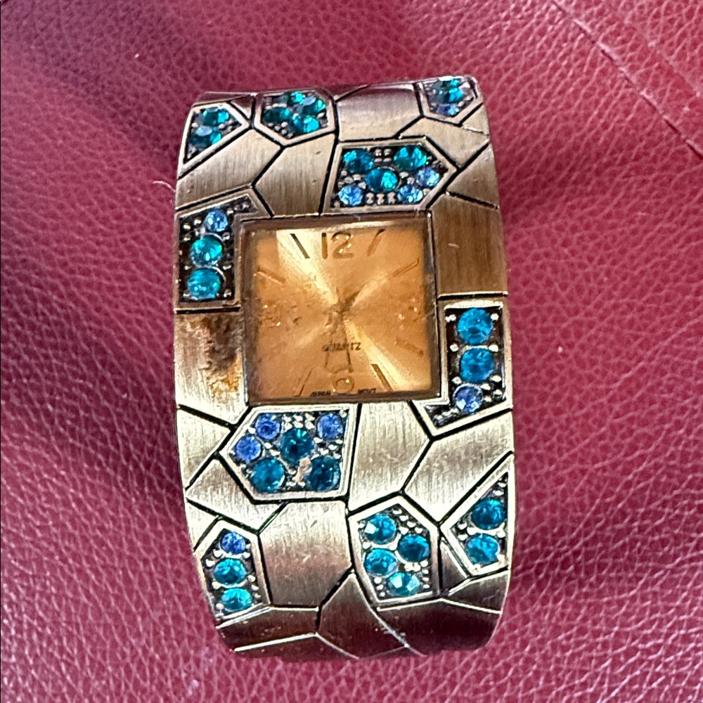 Gold and Blue Gemstone Watch